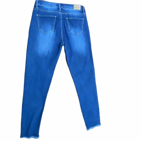 K's More Stretch High Rise Denim Skinny Blue Jeans Raw Hem Size 5 - Picture 3 of 12